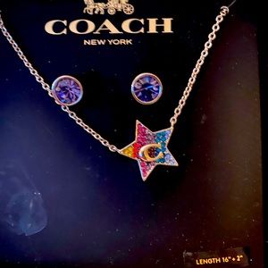 Brand new in box COACH necklace and earrings !!